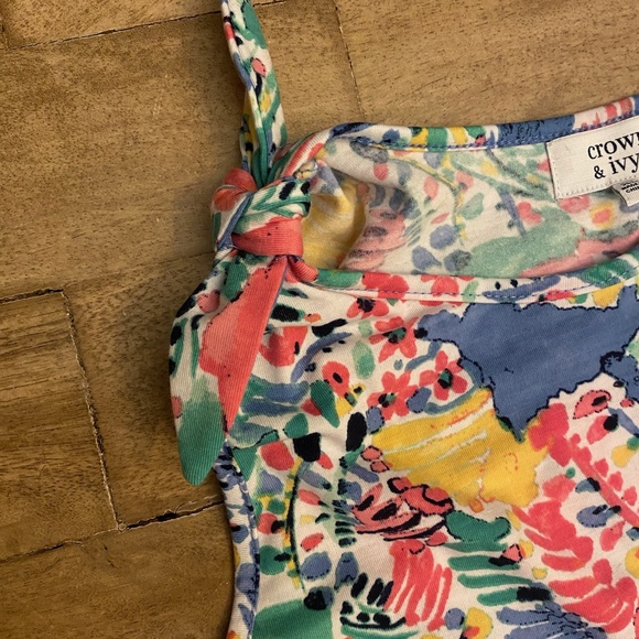🎉Crown & Ivy Sleeveless Tie-Shoulder Dress Colorful Print XL NWOT - Picture 3 of 4